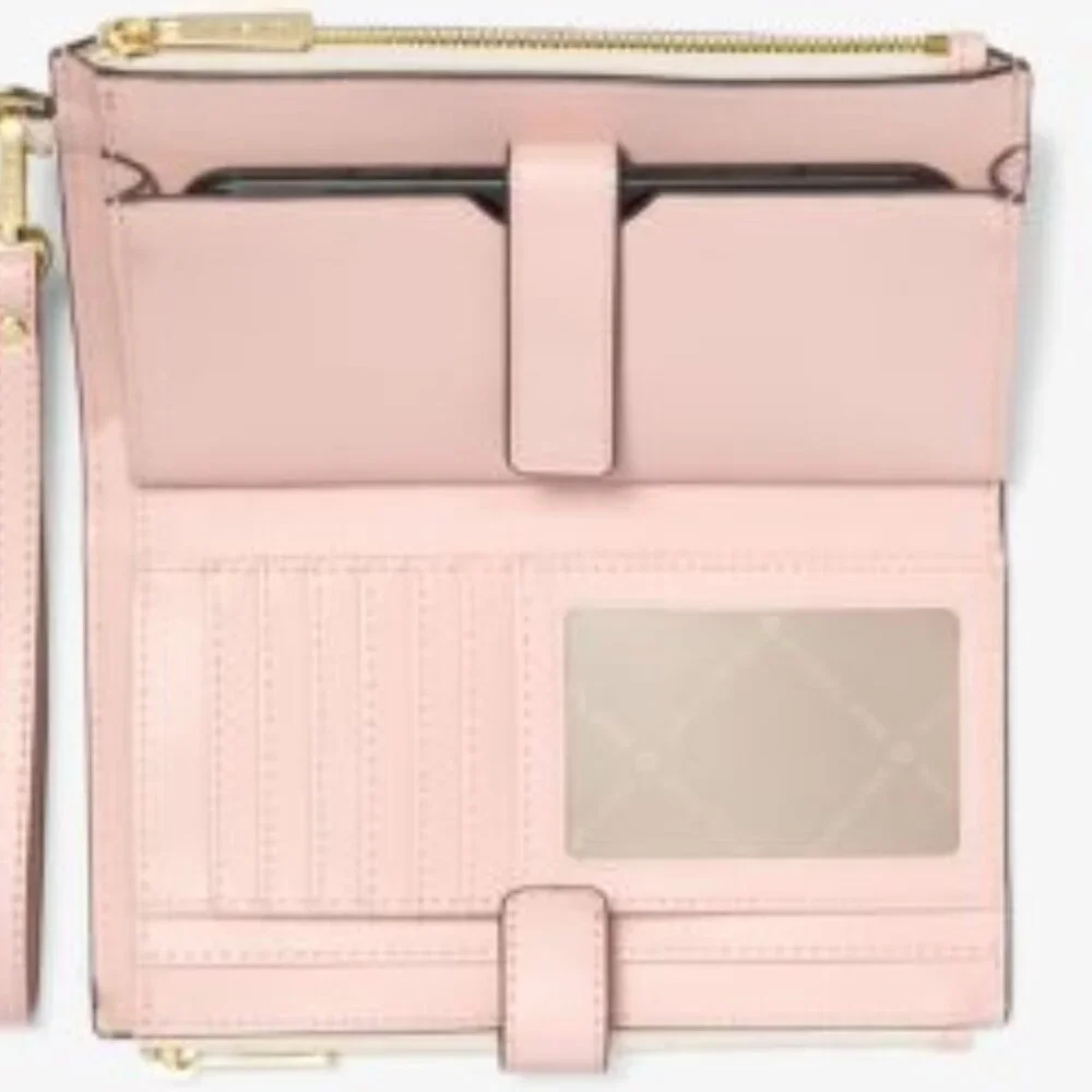 Michael Kors Jet Set Travel Signature Logo Smartphone Double Zip Wallet Wristlet